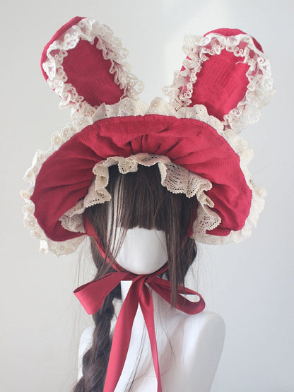 Ear Ruffled Bunny (Multi-Color) Cotton Bonnet