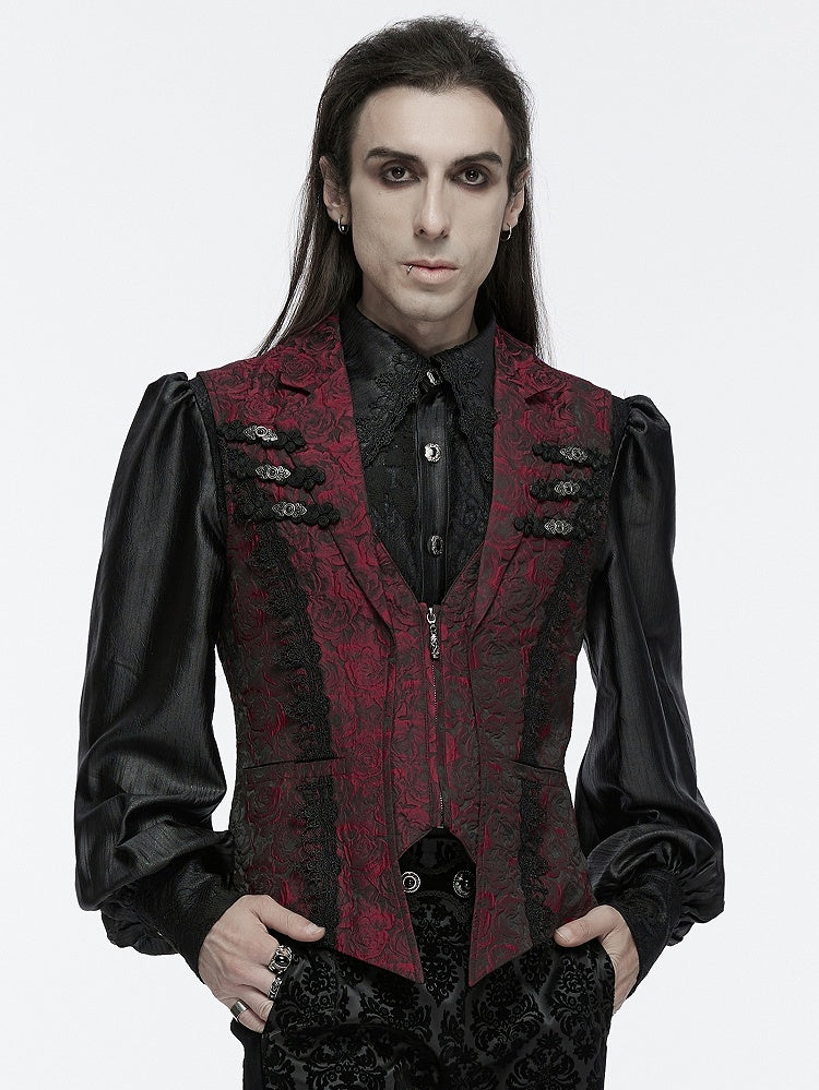 Rose Men's Vest Red Gorgeous Gothic