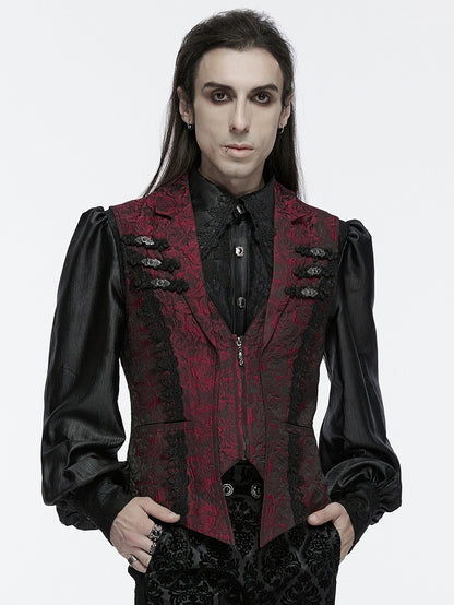 Rose Men's Vest Red Gorgeous Gothic