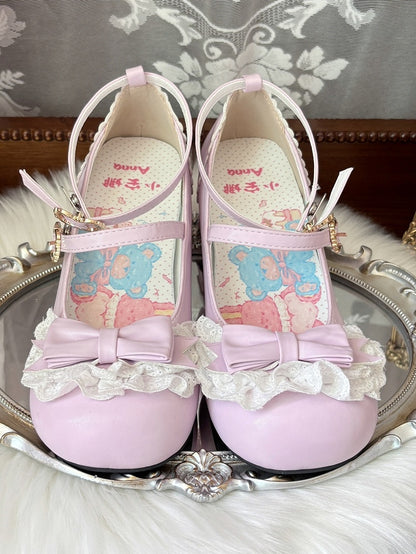 Sweet Janes - Mary Purple Lace Edging Lolita PU Mid-heel