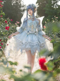 Full Light Butterfly Dress Lolita JSK Blue Design Set Floral Fairy Princess