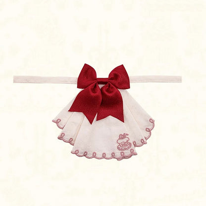 / Pink Brown Bowknot Red Jabot Tie