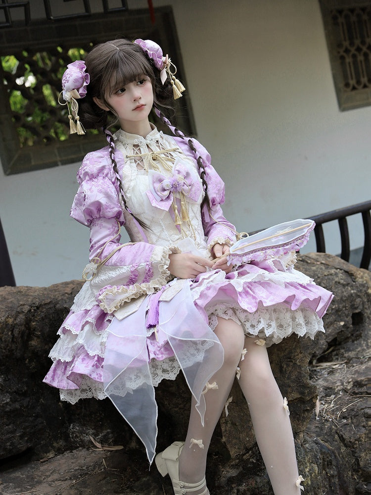 ジャカードパープルボレロローブタッセル