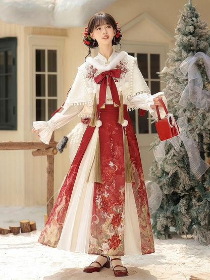 Pleated Han-Element Long-Sleeved White Blouse - Han Ru Chu Hanfu &amp; Han-Element Studi