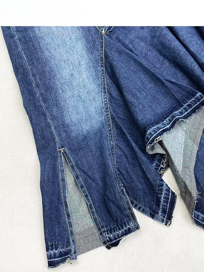 Mermaid Hem Asymmetrical Blue Y2K Skirt