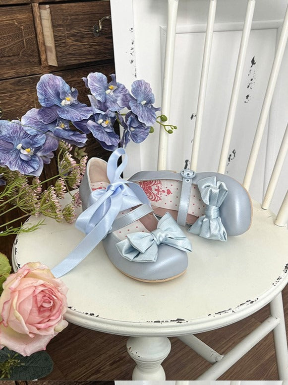 Kawaii Bowknot Lace-up Straps Lolita Shoes - Round Toe & 4.5cm Heel - MODO