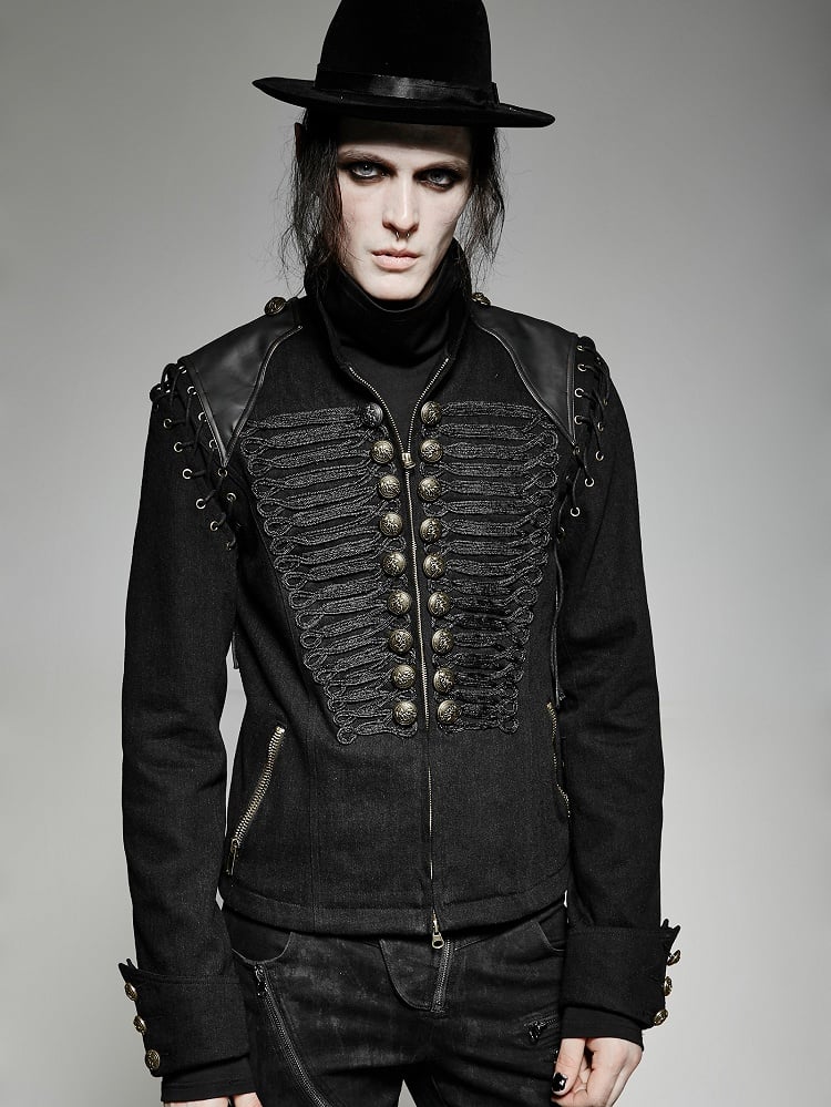 Black Men's Military Coat Vest