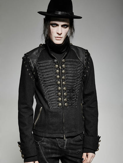 Black Men's Military Coat Vest