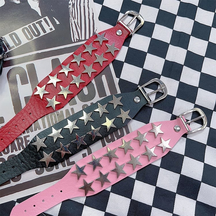 Rock Star Schwarz/Rot/Pink Armband Punk