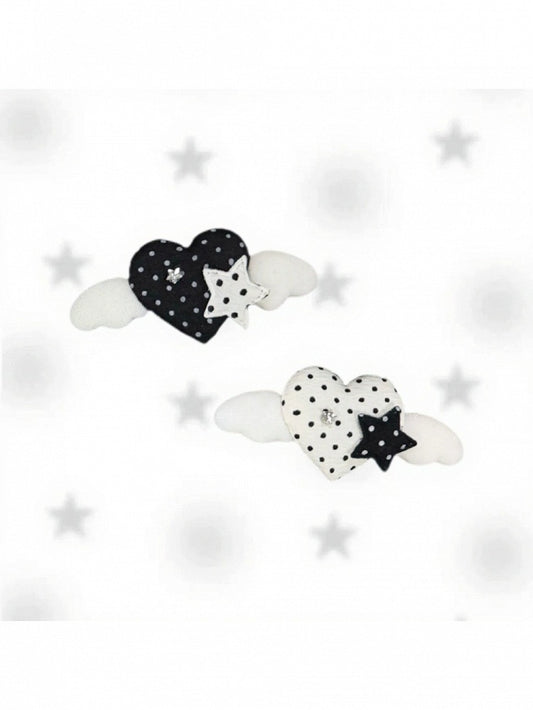 Polka Dot Heart Hair Clip with Wings - IVONA boutique