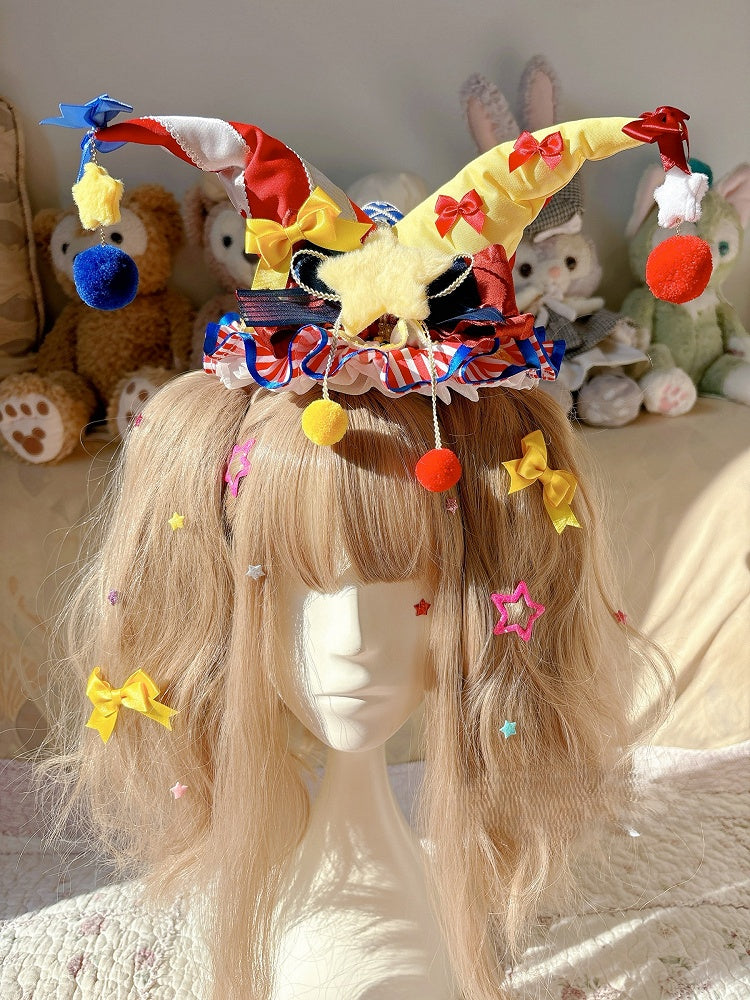 Pom-Pom and Multiple with Colors Bowknot Clown – Decorations Options Hat