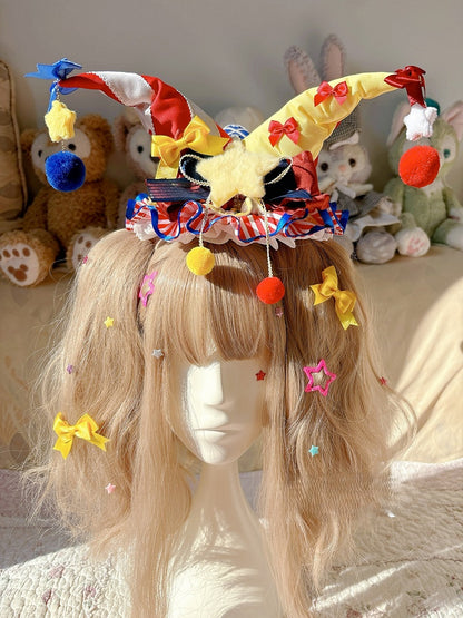Pom-Pom and Multiple with Colors Bowknot Clown – Decorations Options Hat