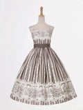 Skirt Classic Brown Long Jumper Print and Clock Lolita Floral Version
