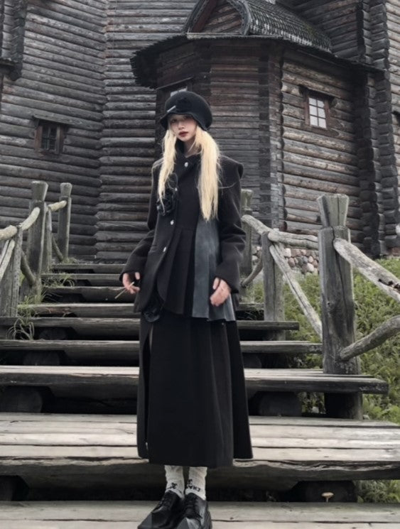 Elegant Thigh-High with and Slit Rose Black Length Ankle Skirt Accent