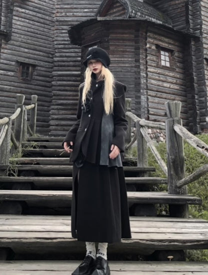 Elegant Thigh-High with and Slit Rose Black Length Ankle Skirt Accent