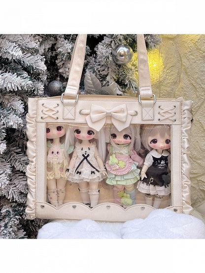 BJD Doll Bag with Bow and Lace-Up Details - Salt Tea