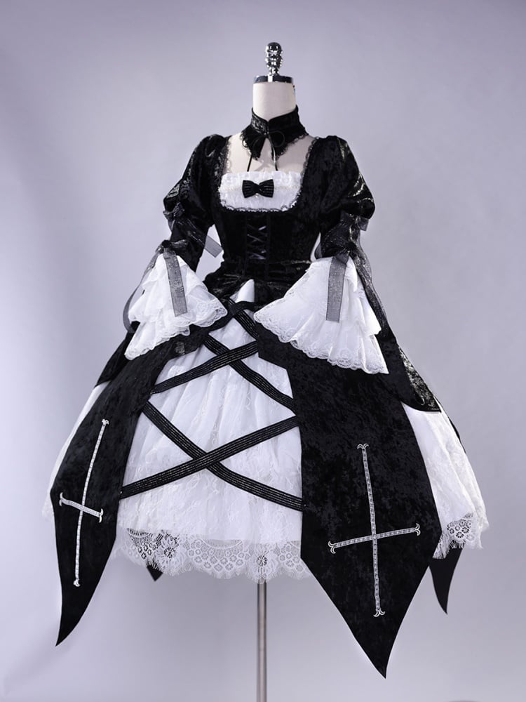 Rozen Maiden Mercury Lamp Schwarz-Weißes Kleid Lolita-Stil Cosplay Kostüm