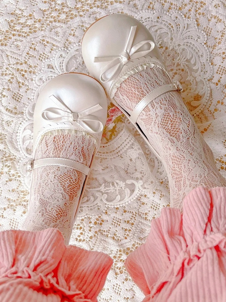 Toe Flat White Shoes Mary in Round Jane Sweet - Lolita