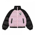 Colorblock Letters Jacket Design Embroidered Dot Polka Pink with