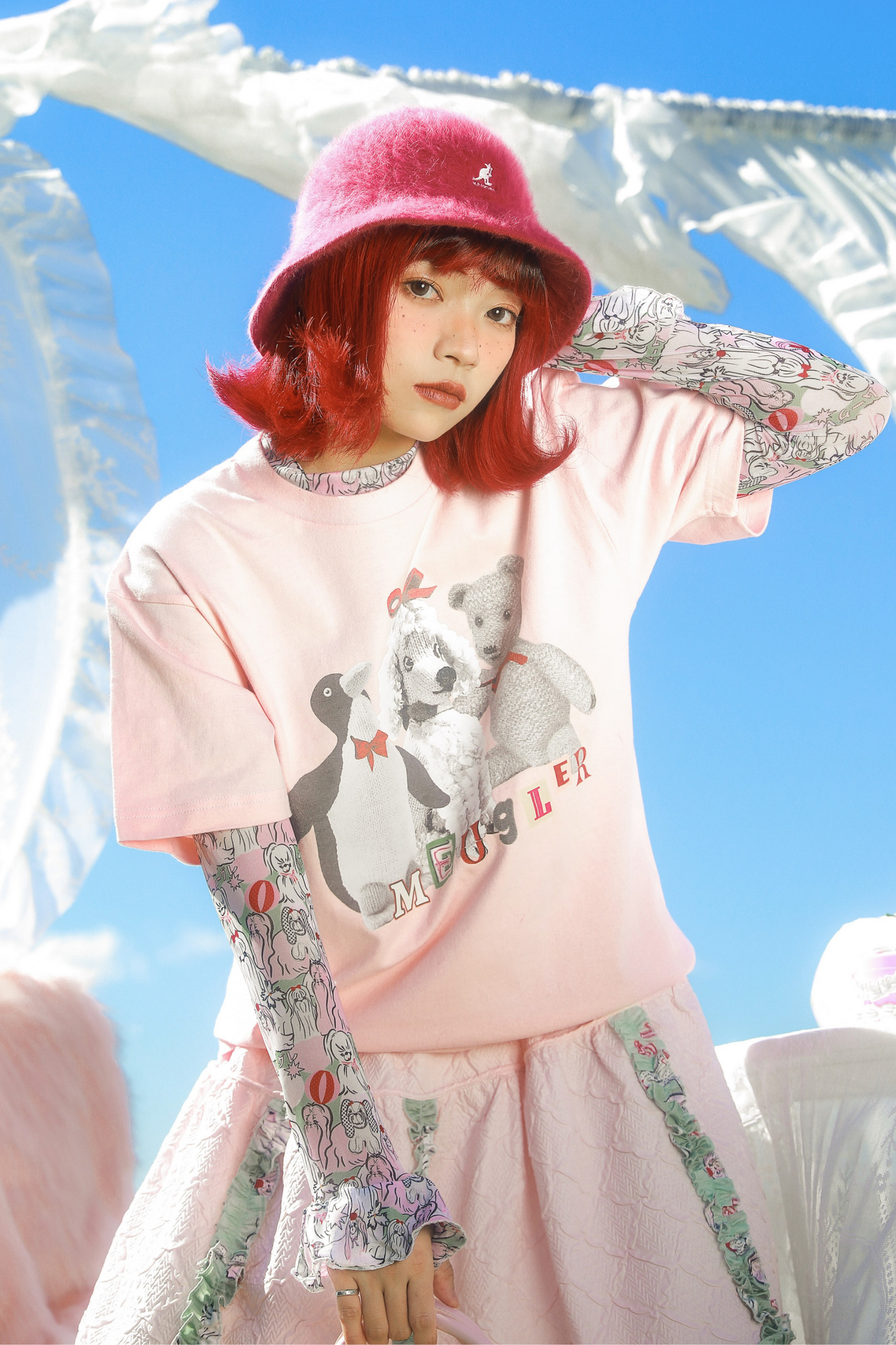 クマペンギンコラージュヴィンテージTシャツ