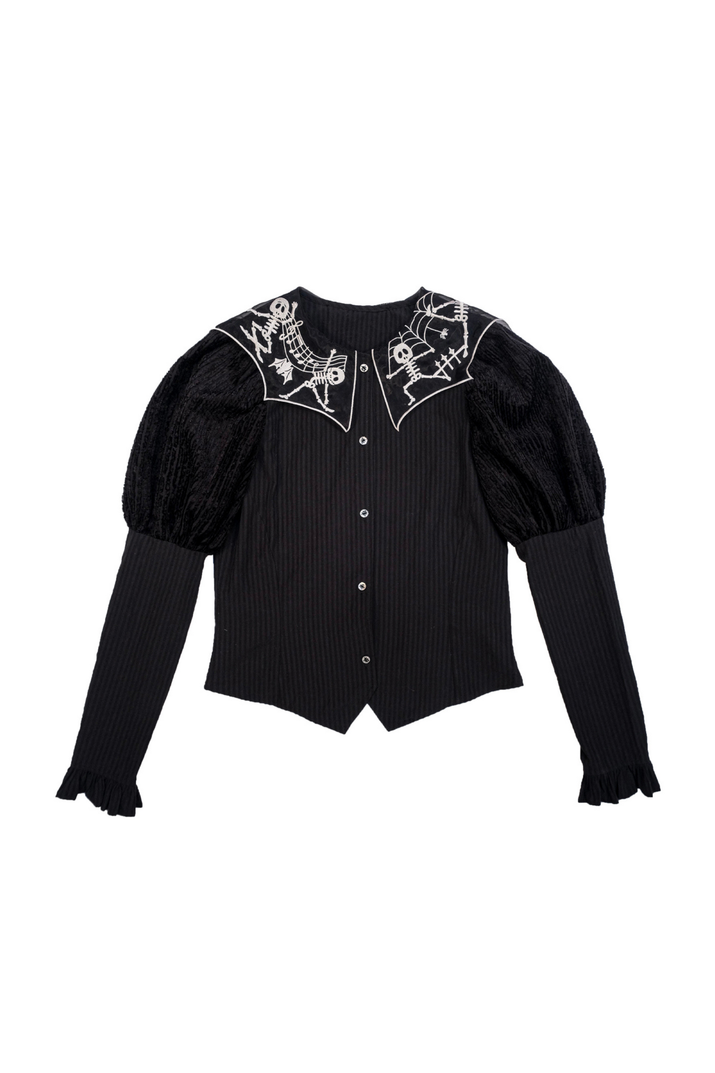 クロップドスリーブ スパイダーカラー パフトップ