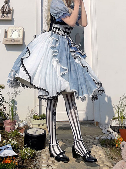 不思議の国のアリス アシンメトリーチェックドレス