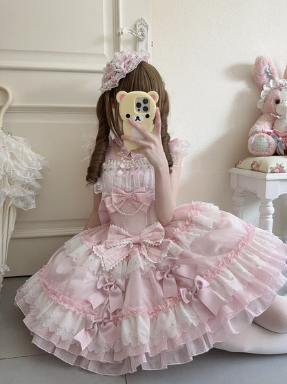 Decorated Bows Mini Pink Chain and Hat Bead