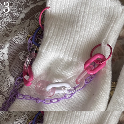 White Stockings/Leg Warmers Cut-out Design Leg /Lace Chain Overknee