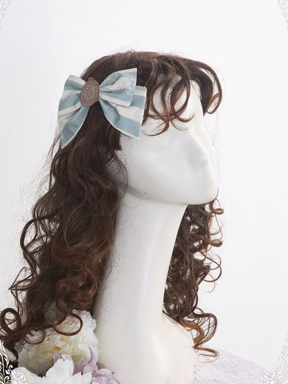 Hairclip Blue/Brown/White/Light Brown Lolita Bowknot