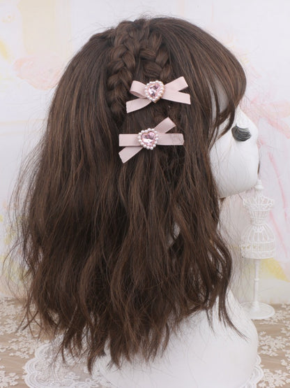 Hairclip 4 Heart Jirai Rhinestone Color Options Bowknot Kei