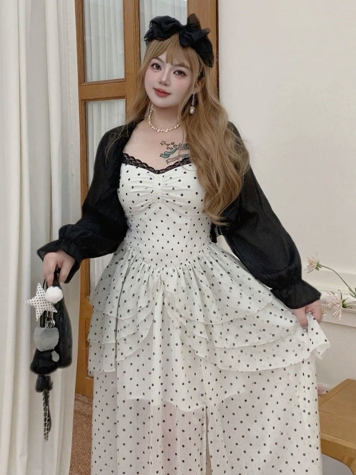 Plus Size Black Long Sleeve Cardigan with Ruffle Cuff - Hard Candy