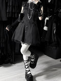 Darkly Lace-Up Ballet Short Versionwith SleevesWaist-Defining Flutter Dress:Black Innocent