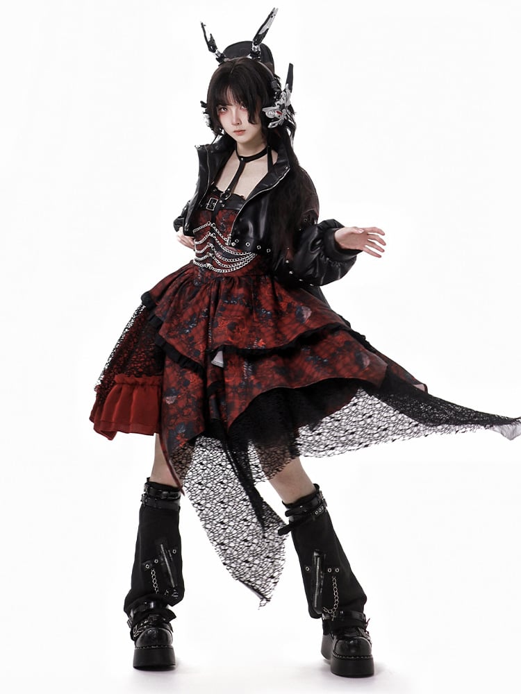 and Bishop Black Leather with Grommet Sleeves PU Details Cropped Jacket Front Zipper