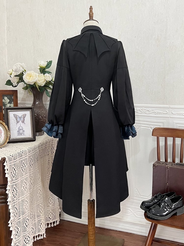 Tie Prince Ouji Long Black - Blue Weste Jabot und Set + Lolita Shorts Shirt