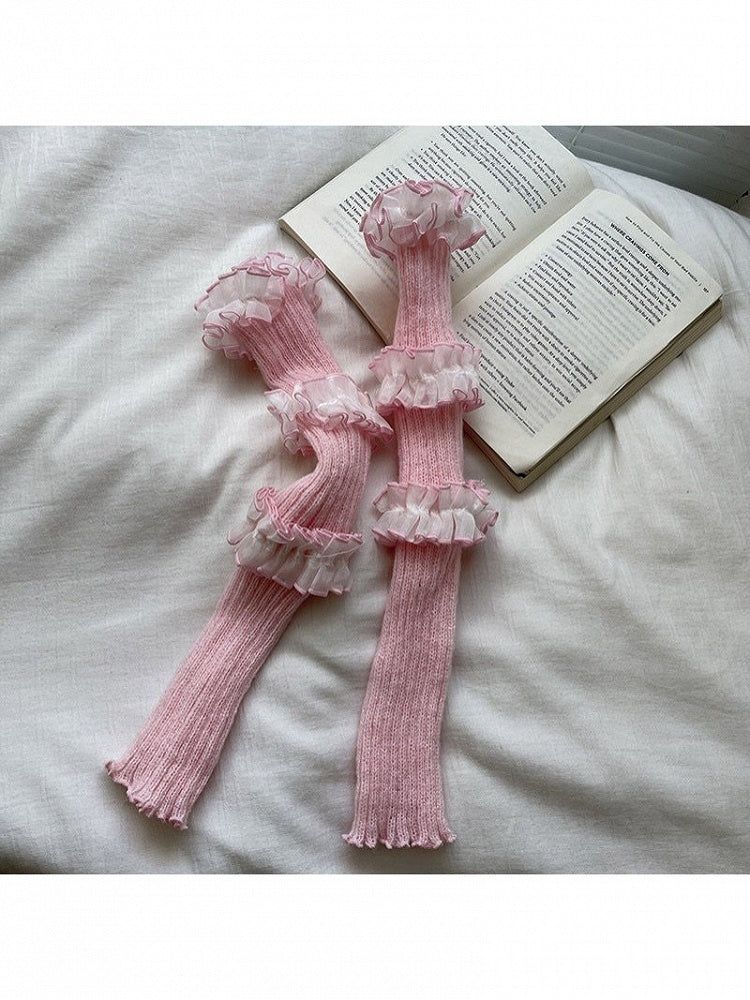 5 with Trim Colors Leg Style Kawaii Knit Warmers Lace