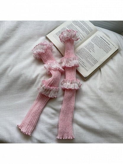 5 with Trim Colors Leg Style Kawaii Knit Warmers Lace