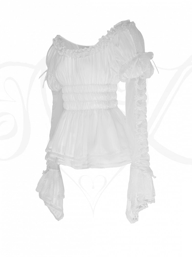 Lace Cuffs Blouse White with Off-the-shoulder Lolita