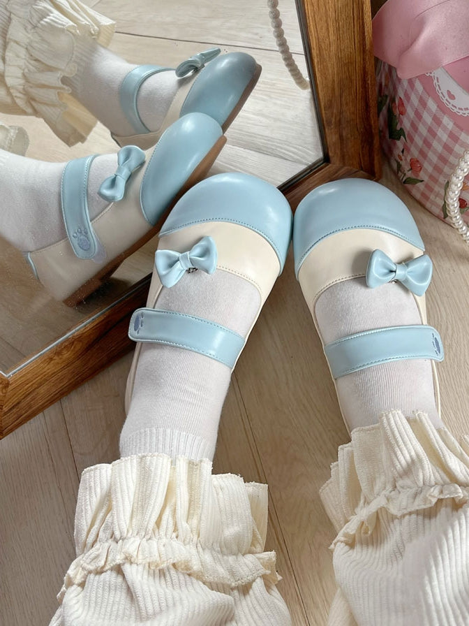 Janes Embroidery Maty Cute Velcro Bear Strap - PU Paw Closures Flat Leather Sweet