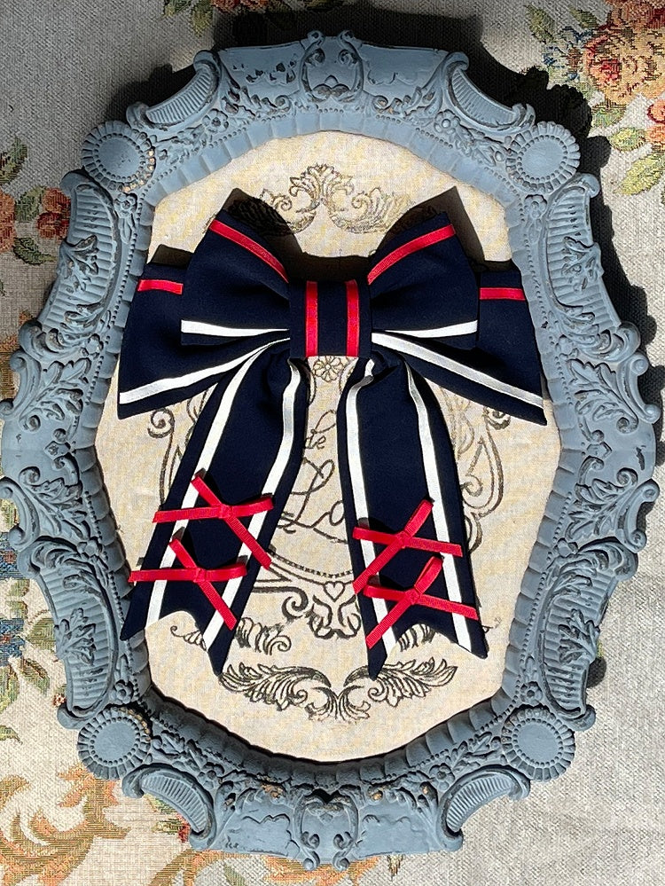 Big / Hairclip White Bowknot Dark Blue