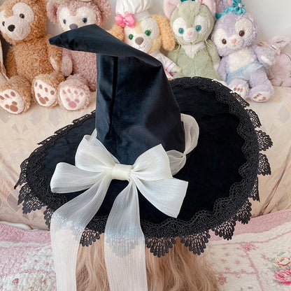 Adorned 6 Lace Bow and Options – Hat a with Edging Witch Gothic Color