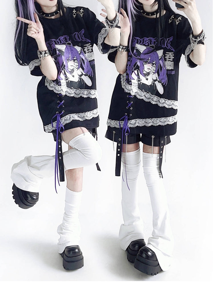 White Warmers Over-the-Knee / Flared Leg Black