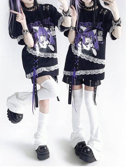 White Warmers Over-the-Knee / Flared Leg Black