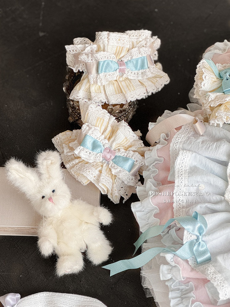 Pink and Blue Sweet Princess Puffy Tiered Ruffle Skirt Boning Dress