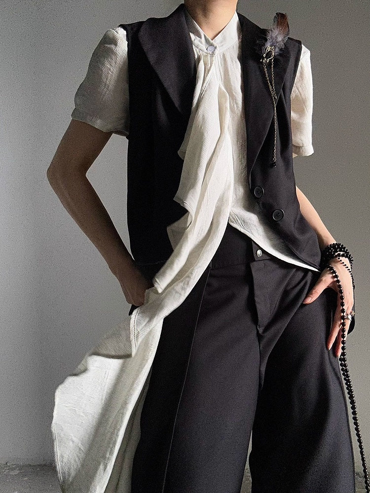 Cascading Prince Short Ruffle Light - Ouji Accents Asymmetrical Hem Shirt Sleeves Green