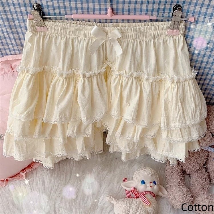 Apricot Multi-Layered Fleece/Cotton Bloomers Ruffled Lolita