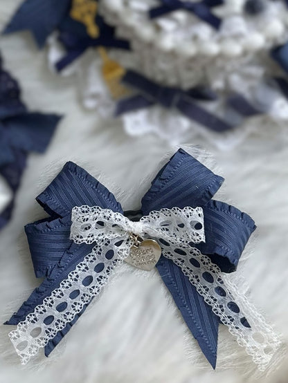 2 Dark Types Bow Hairclip Blue