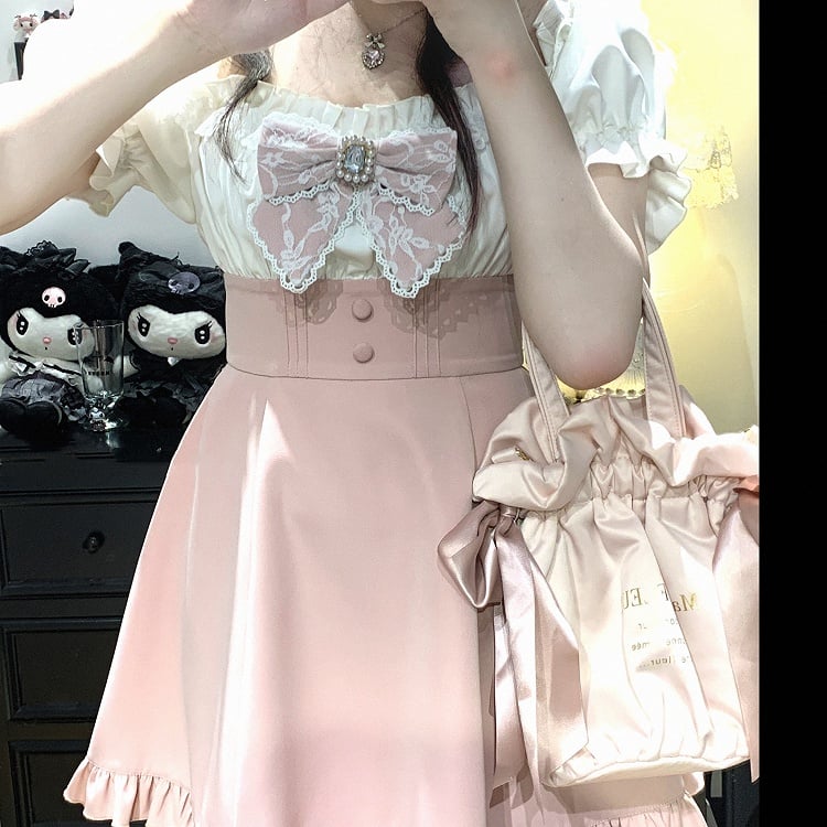 オフショルダーネックラインミニドレス＆ショーツセット ジライケイ ブラック/ピンク/ブルー