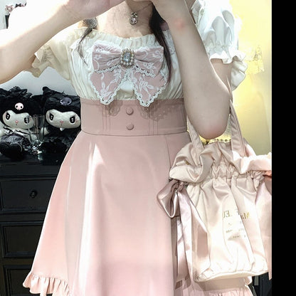 オフショルダーネックラインミニドレス＆ショーツセット ジライケイ ブラック/ピンク/ブルー