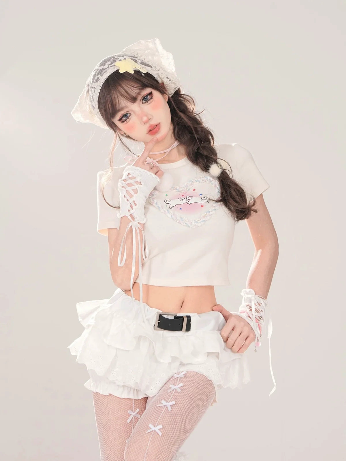 T-Shirt American Neck Love Kurze Runde Katze