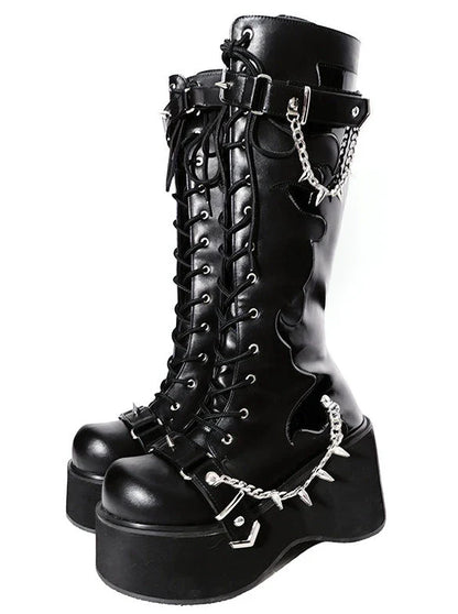 Platform Boots Toe Punk Style Round
